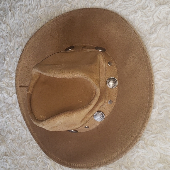 Minnetonka The Outback Leather Hat Buffalo Nickel Detail LightTan Small - Picture 11 of 13